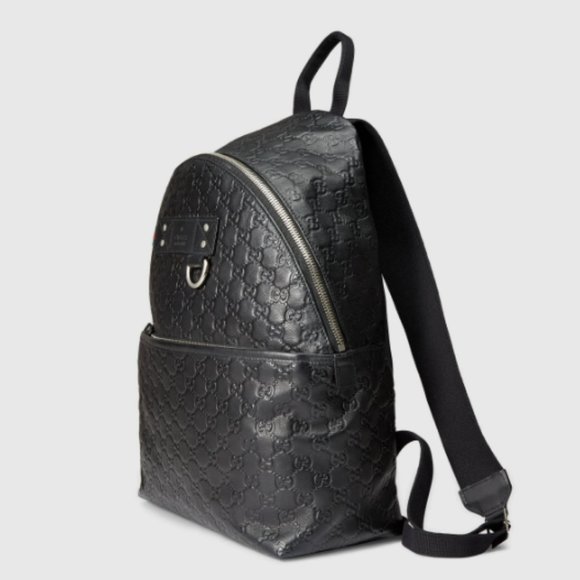 GUCCI Black Embossed Guccissima Leather Backpack main image 5